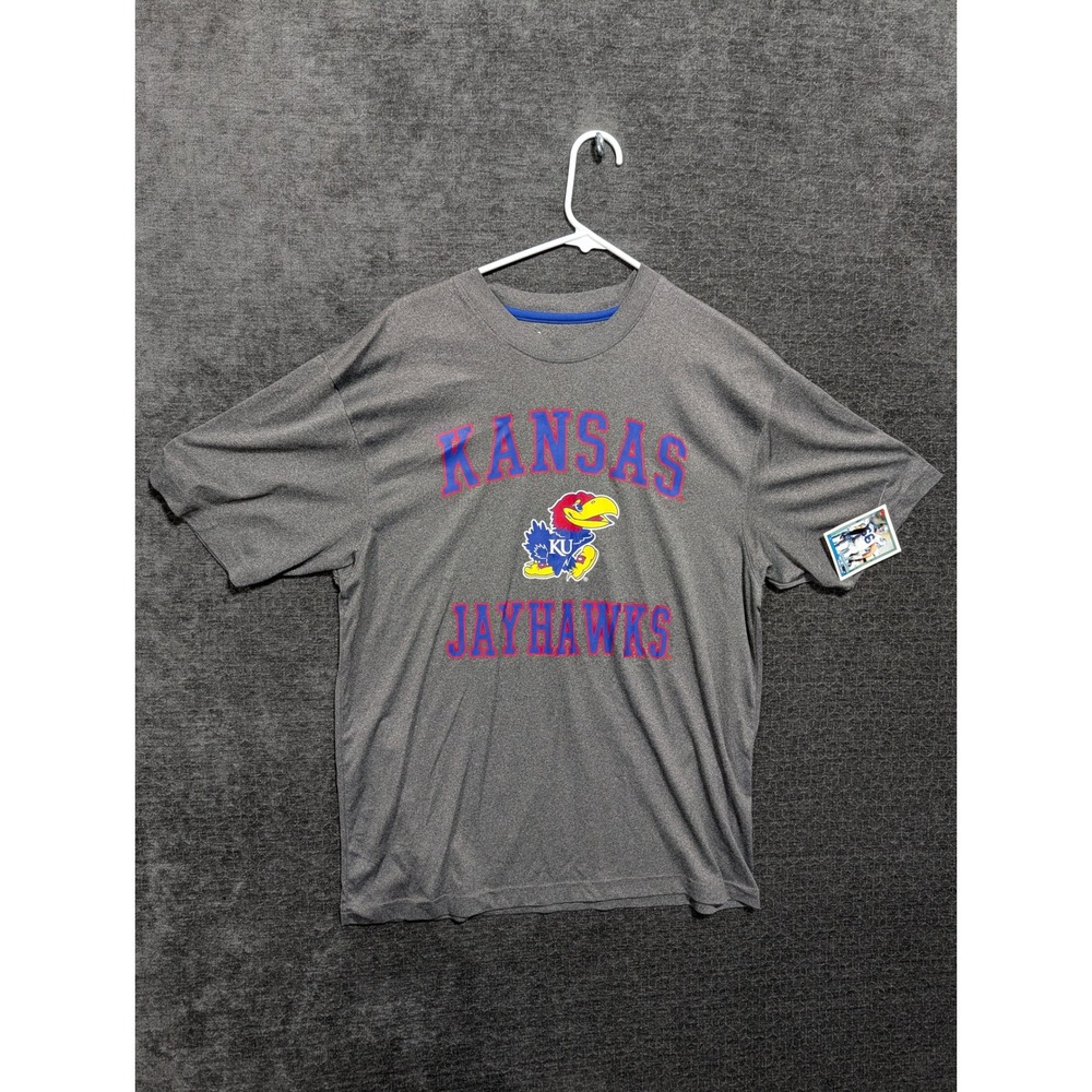 Colosseum Kansas Jayhawks Mens Large Gray Short Sleeve Graphic T-Shirt NCAA 1668